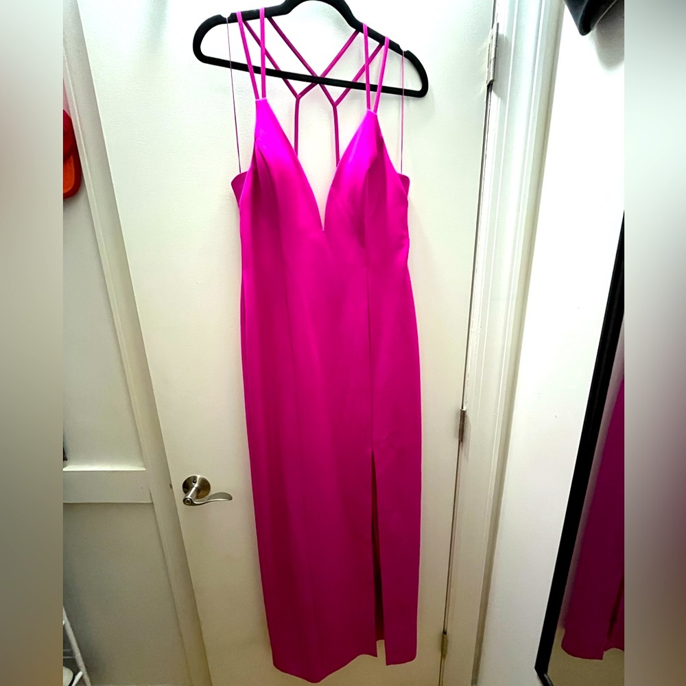 Strappy, sexy, party gown! Hot pink stunner dress to dance the night away